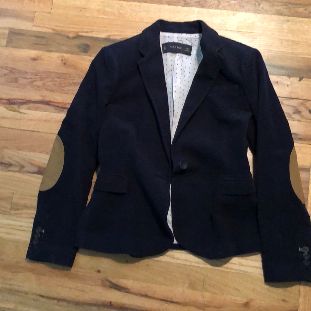 Zara navy blue blazer elbow patches W LG